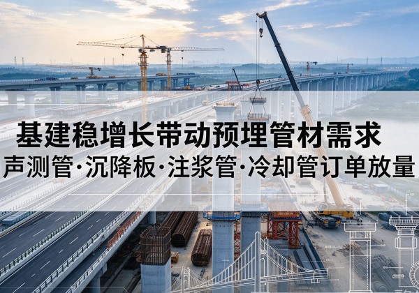 胡杨河基建稳增长带动预埋监测管材需求，声测管、沉降板、注浆管订单持续放量